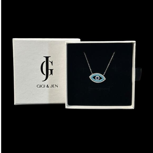 Evil Eye Pendant Necklace with Cubic Zirconia Elegant Protection Jewelry - Picture 4 of 5